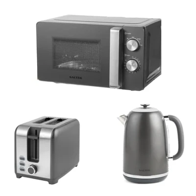 Image of Salter COMBO 8840 Cosmos Kettle, Toaster, Microwave Set Matching Kitchen Countertop Set, Rapid Boil, 1.7 L, 3kW 2 Slice 7 Variable Browning Levels, 20L Manual Microwave, 800W