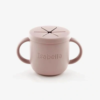 Image of Minaym Personalised Toddler Snack Pot, Silicone Baby Pots Cups, Spill Proof Box Storage Container Food Catcher (Shell Pink)