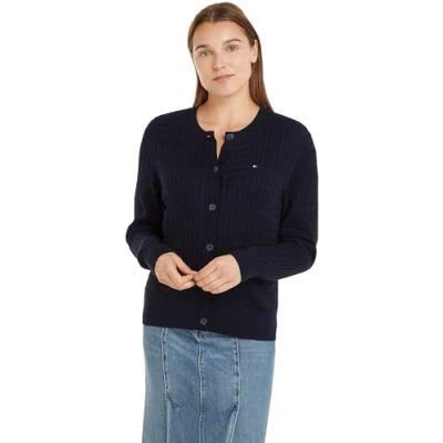 Image of Tommy Hilfiger Cable Cardigan Cardigan, Women&#039;s, Size: Small, Desert sky