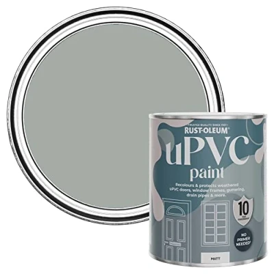 Image of Rust Oleum Grey uPVC Door and Window Paint in Matt Finish Pitch 750ml