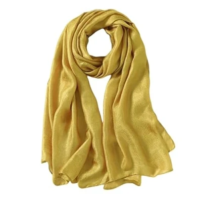 Image of Lina &amp; Lily Shimmer Sheen Scarf Shawl Wrap for Wedding Evening Dress Sheer Lightweight (Gold)