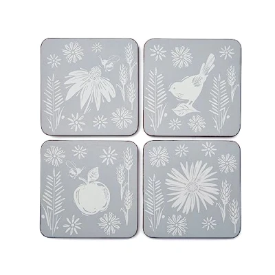 Image of Cooksmart Pack of 4 Drink Coasters British Designed Eco Cork Drinks For Modern Homes All Types Cups &amp; Mugs Homestead