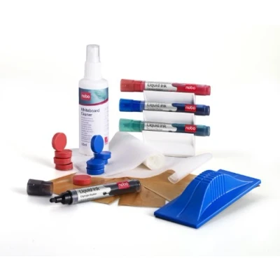 Image of Nobo Whiteboard User Kit, Pack Includes Erasers, Refills, 4 Markers with Holder, Absorbent Cloths and Spray Cleaner, 1901430