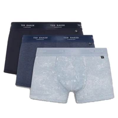 Image of Ted Baker Mens Trunks, Cotton, 3 Pack, (TBB02), Navy/Dark Denim/Blue Alatri, S