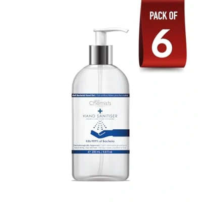 Image of skinChemists Hand Sanitiser Kills 99% Bacteria with 70% Alcohol (250ml, Pack of 6)
