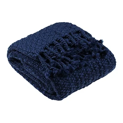 Image of Furn Jocelyn Throw Acrylic Navy 130cm x 180cm, Acrylic, Navy, 180cm (51&quot; 71&quot; inches)