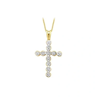 Image of Carissima Gold Women&#039;s 9 ct Yellow Diamond Cross Pendant on Chain Necklace of 46 cm/18 inch