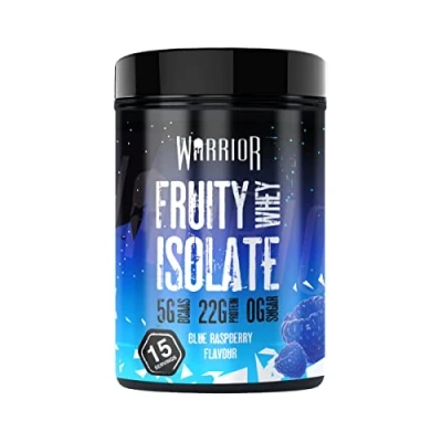 Image of Warrior Fruity Clear Whey Isolate Rapid Digesting Protein Powder Refreshingly Fruit Flavoured Shakes Easy to Drink &amp; Consume Post Workout, Low Sugar, 15 Servings (Blue Raspberry, 375g)