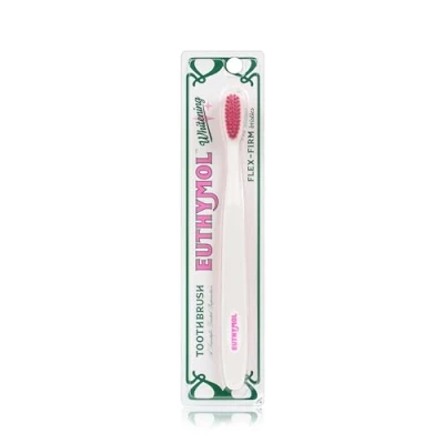 Image of Euthymol Whitening Toothbrush (White), Compact Small Full Head, High Strength Micro Soft bristles, Deep Cleaning, Sensitive Gums Teeth, Daily Oral Enamel Dental Care