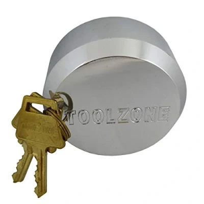 Image of Heavy Duty Chrome Plated Steel 73mm Round Concealed Padlock with 2 Brass Keys (Lock)