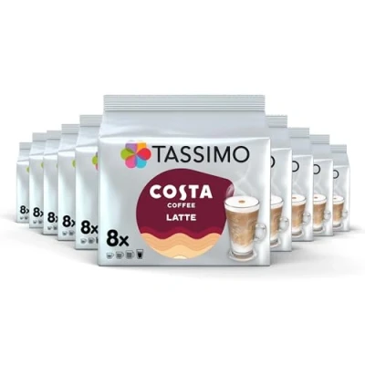 Image of Tassimo Costa Latte Coffee Pods 10 Packs (Total 80 Drinks)
