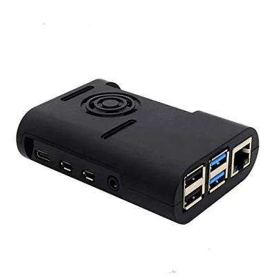 Image of RLTech Case for Raspberry Pi 4 Model B, Heatsink with Fan Compatible B (Two Piece Style Black)