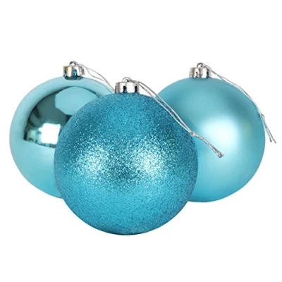 Image of Christmas Concepts® 3 150mm (6&quot;) Extra Large Baubles Shiny, Matte &amp; Glitter Design Decorations (Turquoise)