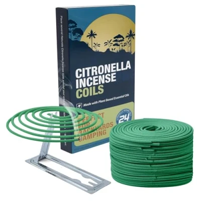 Image of Citronella Incense coils Outdoor Patio Each Coil Could Last For 5 7 Hours Perfect BackYards Camping (Contains 24 &amp; 2 Stands)