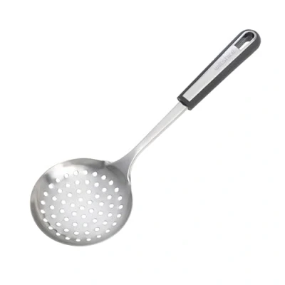 Image of Wiltshire Aspire Skimmer, Stainless Steel, Food Strainer &amp; Server, Small Fine Holes, Anti Slip Soft Touch Handle, Grey Silver, 35x11.5x3.5cm