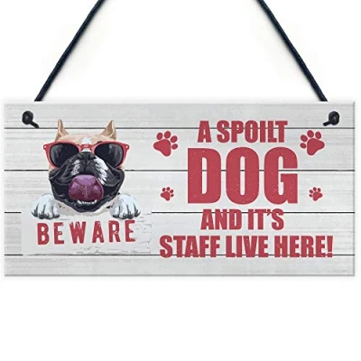 Image of RED OCEAN Novelty Beware Sign Dog Pet Gift For Family Home Decor Keepsake