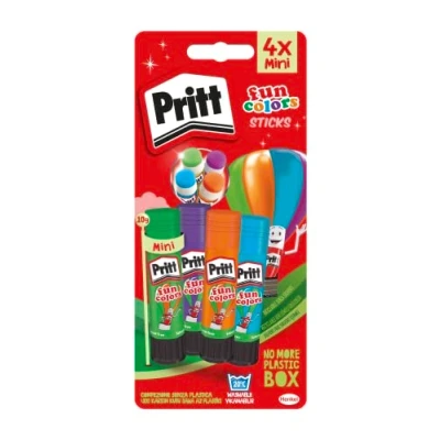 Image of Pritt Rainbow Coloured Glue Sticks, Safe &amp; Child Friendly Craft for Arts Crafts Activities, Strong Hold Kid&#039;s Stick Set School Supplies, 4x10 g Blue, Green, Purple Orange