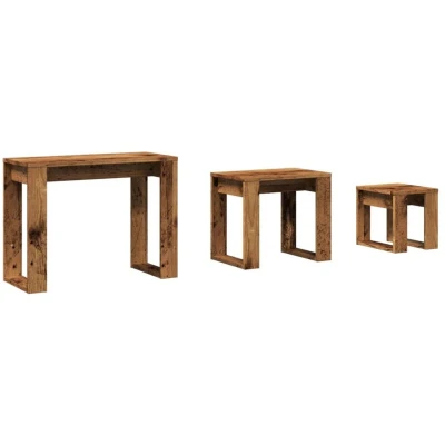 Image of vidaXL Nest of Tables 3 pcs Old Wood Engineered