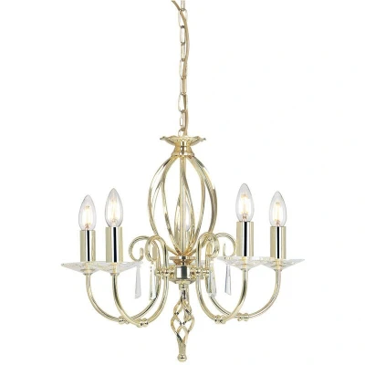 Image of Aegean 5 Light Chandelier Polished Brass Finish, E14