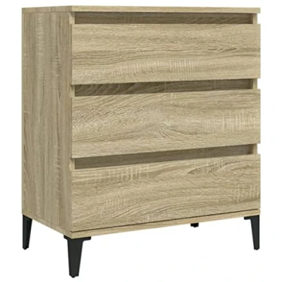 Image of vidaXL Engineered Wood Sideboard, Sonoma Oak, Featuring 3 Drawers, Minimalist Design for Home Decor, Stable and Moisture Resistant