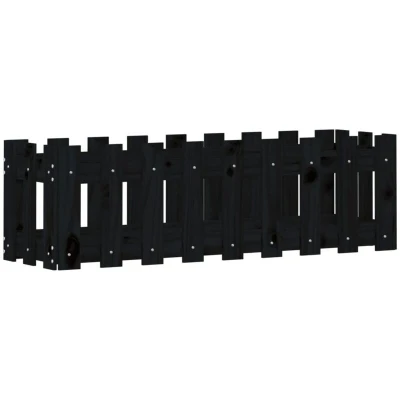 Image of vidaXL Garden Raised Bed with Fence Design Black 100x30x30 cm Solid Wood Pine