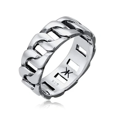 Image of kuzzoi Men massive ring (8mm) in the tank design black oxidized band made of 925 sterling silver chunky chain look, size 62