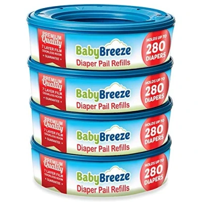 Image of BabyBreeze Diaper Pail Refills Bags for Genie 1120 Count (4 Pack)
