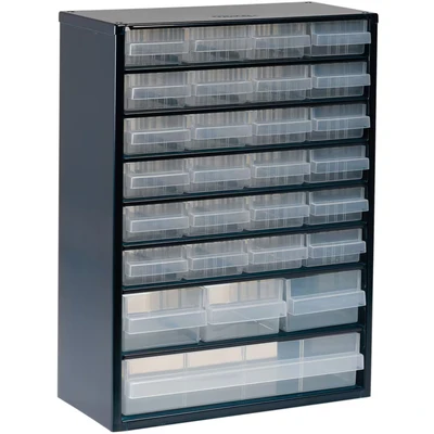Image of raaco 137492 &quot;928 123&quot; Cabinet with 28 Drawers, Blue/Transparent