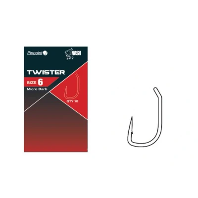 Image of Nash Pinpoint Twister Hooks Micro Barbed Qty 10 (Size 5)