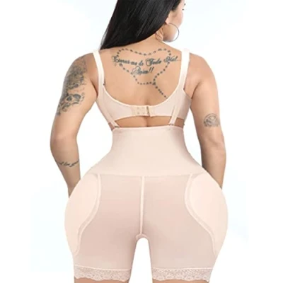 Image of Jengo Women Butt Lifter Padded Pants Hip Enhancer Pads Underwear Shorts Shapewear Tummy Control Knickers Body Shaper Lift Beige