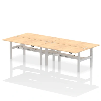 Image of Air B2B 1800x800mm Height Adjustable 4P Bench Desk CP Maple/Silver