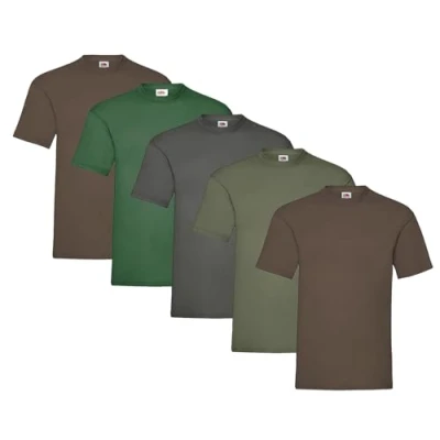 Image of Fruit of the Loom Men&#039;s T Shirt, Heavy Cotton, M, L, XL, XXL, 3XL, Various Colour Sets, Pack 5, 3XL