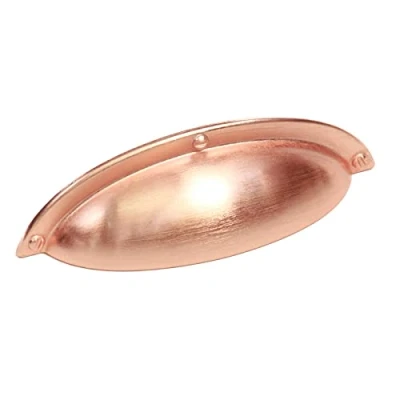 Image of Decoranddecor Manna Cup Shell Half Moon Handles Pull Handle for Cupboard Cabinet Drawer (64mm Hole Center 93,50 Overall Length, Matt Rose)