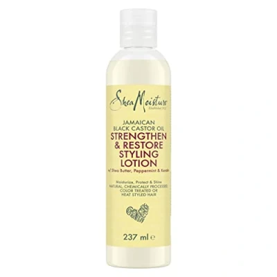Image of Shea Moisture Jamaican Black Castor Oil Strengthen &amp; Restore hair Styling Lotion Sulphate and Silicone Free for chemically processed, heat styled, or natural 237 ml