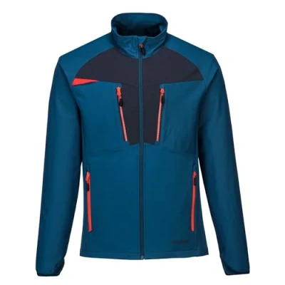 Image of Portwest DX480 Mens Full Zip Soft Shell Jacket Lightweight Mid Layer Work Blue, Large