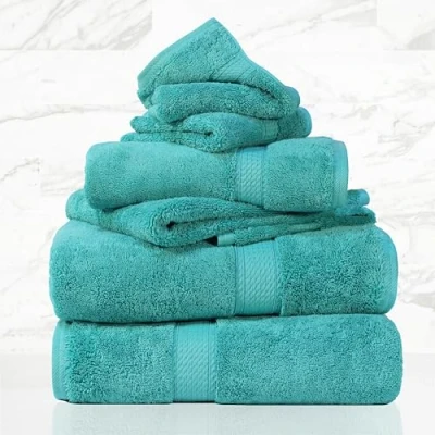 Image of Superior Egyptian Cotton 800 GSM Towel Set, Includes 2 Bath Towels, Hand Face Luxury Plush Bathroom Essentials, Ultra Thick, Spa, Shower, Guest Bath, Apartment, Home, Turquoise