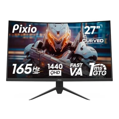 Image of Pixio PXC277 Advanced 27 inch 1500R Curved Fast VA 1ms GTG Response Time WQHD 2560 x 1440 Resolution 165Hz Refresh Rate HDR Adaptive Sync DCI P3 97% Gaming Monitor