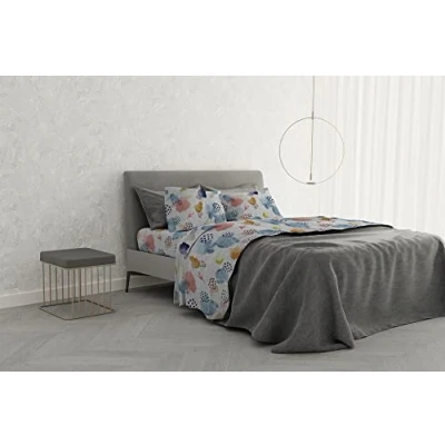 Image of Italian Bed Linen MB Home Basic “Dafne Sheet Set, Colibrì, Double