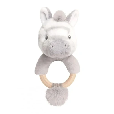 Image of Keeleco Grey Baby Zebra Ring Rattle