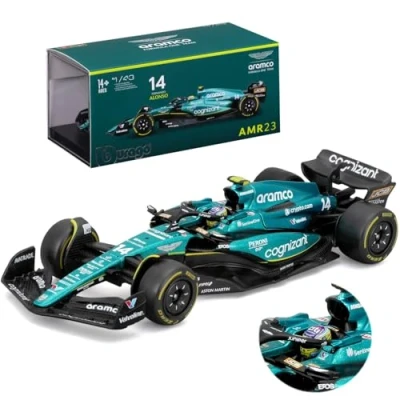 Image of HTLNUZD 2023 Bburago New 1:43 F1 AMR23#14 Alonso Alloy Car Model Formula Racing for DieCast 1/43 Aston Martin #14 Acrylic Packaging Version Static Adult Collection Gift