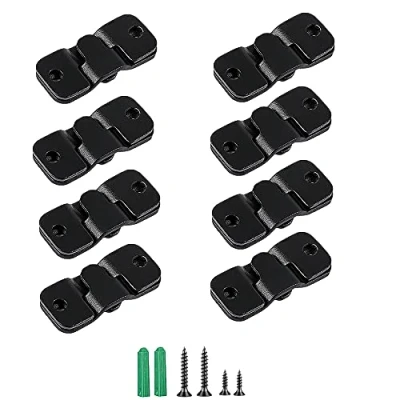 Image of WeqeYent 8 Pairs(16 Pcs) Flush Mount Bracket Concealed Interlocking Hang Buckle Stainless Steel Frame Hook Hardware Hanging for Pictures Mirrors Frames Furniture Connector(Black)