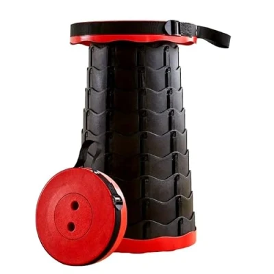 Image of Aggloz Portable Telescopic Stool, 2nd Generation Folding Stool Camping Lightweight for Outdoor BBQ Fishing Hiking Gardening Indoor, Maximum Load (Red Stool), ClopsStoo5