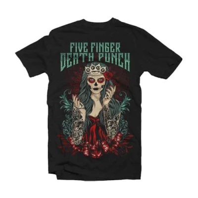 Image of Official T Shirt Five Finger Death Punch &#039;Lady Muerta&#039; Day Of The Dead M