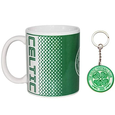 Image of Official Celtic FC Football Crest 11oz Ceramic Mug &amp; Keyring Gift Set