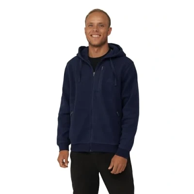 Image of DANISH ENDURANCE High Pile Fleece Jacket, Ajustable Hood, Zip Pockets, for Men, Navy, L