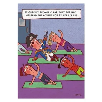 Image of Male/Female Birthday Card General Funny for Men/Women Pirates Or Pilates Cartoon Sketch Eco Friendly &amp; Recyclable Printed in the UK by Paper House