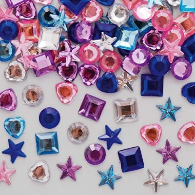 Image of Baker Ross AX433 Winter Self Adhesive Acrylic Gems Pack of 200, Crystal Stones for Christmas Cards, Scrapbook Stickers and Arts Crafts Kids