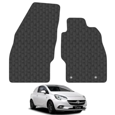 Image of Rubber Floor Mats for the Vauxhall Corsa Van D (2006 2014) UK Models Custom Accessory Tailored fit Heavy Duty, Waterproof &amp; Anti Slip Work with Clips