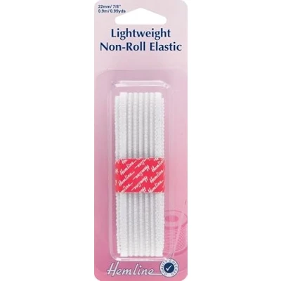 Image of Hemline 22mm Lightweight Non Roll Dressmaking Elastic 1m White
