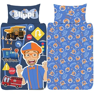 Image of Blippi Single Duvet Cover Official Reversible Bedding Set Polycotton Youtuber Tractor Song Design